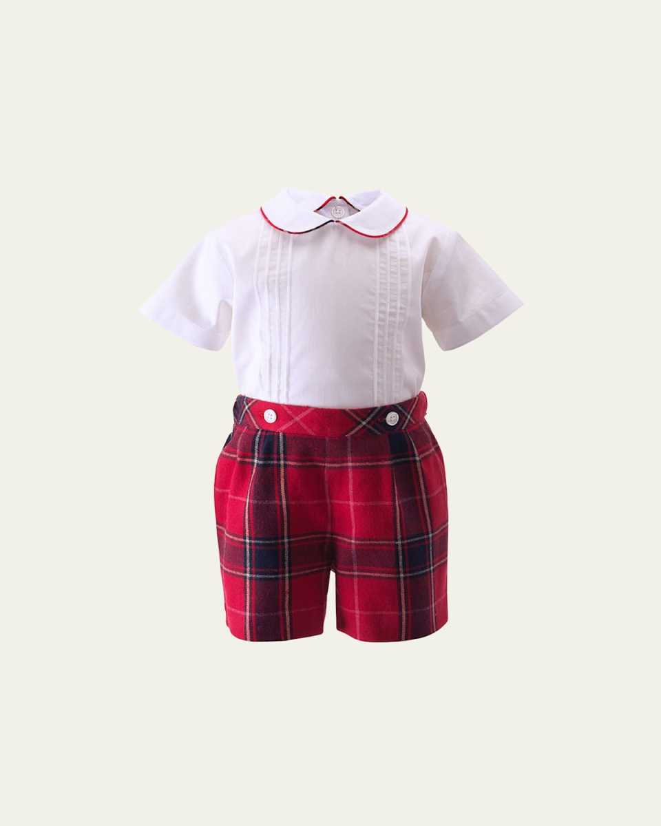 Boy's Tartan Shirt & Shorts Set, Size 6M-24